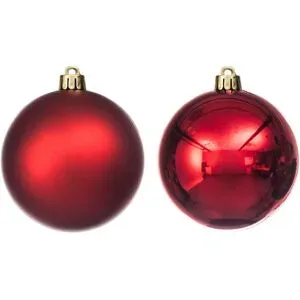 Weihnachtskugeln aus Kunststoff, rot, 10 cm Ø, 4 Stück