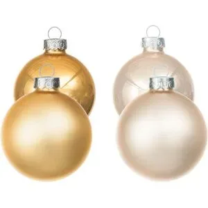 Weihnachtskugeln aus Glas, gold-creme, 6 cm Ø, 12 Stück
