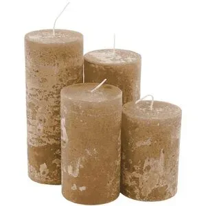 Rustikale Kerzen, braun, abgestuft, 4 Stück