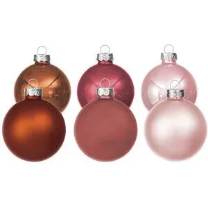 Weihnachtskugeln aus Glas, altrosa, rosa, kupfer, 3 cm Ø, 12 Stück