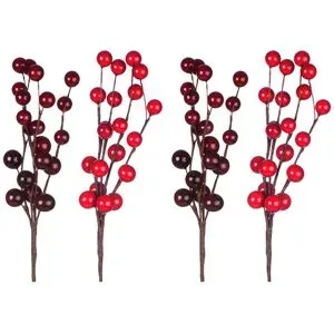 Beeren-Zweige, hell- und dunkelrot, 4 Stück