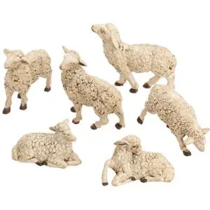 Schafe, weiß-braun, 4?5,5 cm, 6 Stück