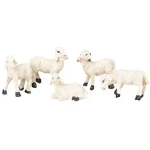 Schafe, weiß, 2,5 x 2,5 cm, 5 Stück