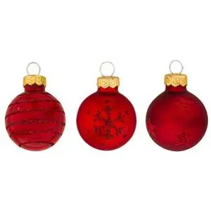Weihnachtskugeln aus Glas, marsala, 3 cm Ø, 9 Stück