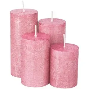 Rustikale Kerzen, rosé-metallic, abgestuft, 4 Stück