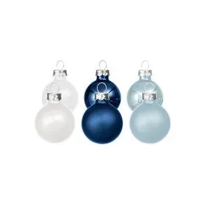 Weihnachtskugeln aus Glas, blau, weiß, 2 cm Ø, 25 Stück