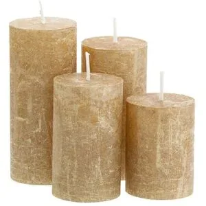 Rustikale Kerzen, gold-metallic, abgestuft, 4 Stück