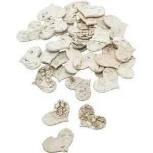 Herzen aus Birkenrinde, 3,5 cm, 30 Stück
