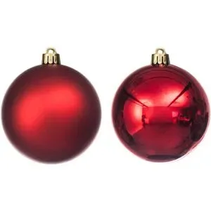 Weihnachtskugeln aus Kunststoff, rot, 8 cm Ø, 6 Stück