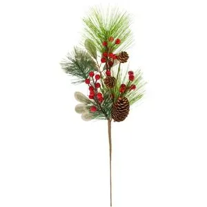 Kiefernzweig mit Zapfen und Beeren, 49 cm