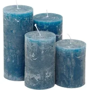 Rustikale Kerzen, petrol-blau, 6 cm Ø, abgestuft, 4 Stück