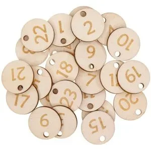 Adventskalenderzahlen aus Holz, 2,5 cm Ø