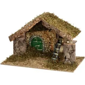 Krippe aus Holz und Moos, 49 x 28 x 33 cm