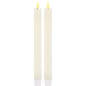 LED Stabkerzen aus Echtwachs, mit Timer, creme,  24,5 x 2,2 cm, 2 Stück