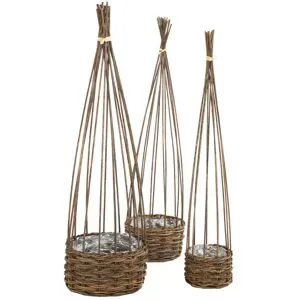 Weiden-Pflanzkörbe-Set, 60 cm, 63 cm und 66 cm, 3 Stück