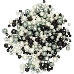 Glaswachsperlen, schwarz-grau-weiß, 4?8 mm Ø, 100 g