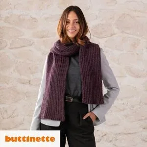 Strickanleitung ? Schal im Rippenmuster aus Woll Butt Primo Paillettes