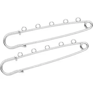 buttinette Kiltnadeln mit 5 Ösen, silber, Größe: 17 x 90 mm, Inhalt: 2 Stück