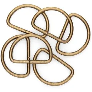 buttinette Halbringe/D-Ringe, altmessing, für 40 mm breite Bänder, 6 Stück