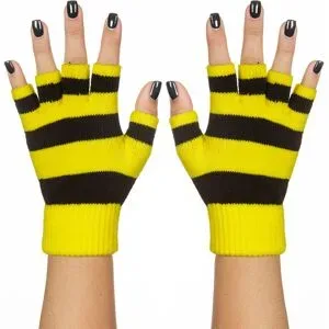 Strick-Handschuhe, gelb/schwarz