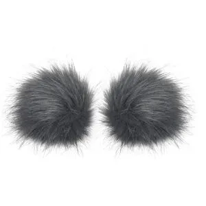 buttinette Fellimitat-Bommel, grau, Größe: 9 cm Ø