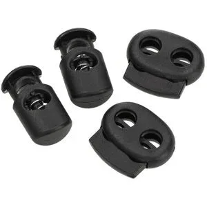 buttinette Kordelstopper-Set, schwarz, für Kordeln bis 8 mm Ø, Inhalt: 4 Stück