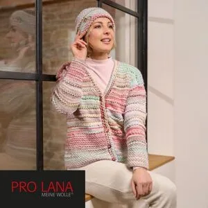 Strickanleitung ? Jacke & Mütze mit Fantasiemusterstreifen aus Pro Lana Armonia