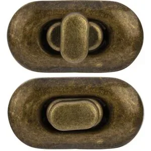 buttinette Drehverschluss für Taschen, Größe: 35 x 20 mm, altmessing, 2 Stück