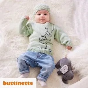 Strickanleitung ? Babypullover mit Stickmotiv Baby