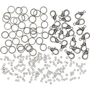 Großpack Verschluss- und Quetschperlen, silber