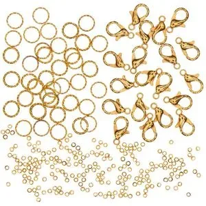 Großpack Verschluss- und Quetschperlen, gold