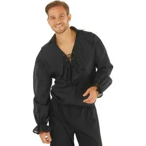 Rüschen-Hemd für Herren, schwarz