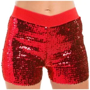 Pailletten-Hotpants, rot
