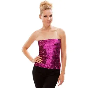 Pailletten-Bandeautop, pink