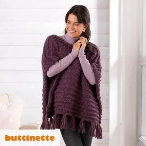 Strickanleitung ? Poncho mit Fransen aus Woll Butt Primo Emmi