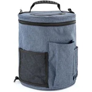 buttinette Tasche für Strickzubehör, Farbe: jeans, Größe: 31,5 cm x 29 cm Ø