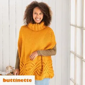 Strickanleitung ? Poncho mit Zopfbordüre aus Woll Butt Versailles Big