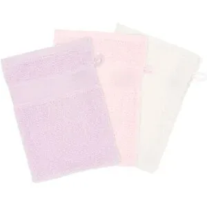 3er-Pack buttinette Walk-Frottier-Waschhandschuh, ecru/flieder/rosa