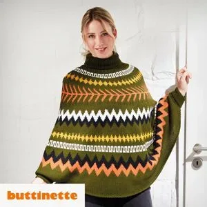 Strickanleitung ? Poncho mit Jacquardmuster Madeleine