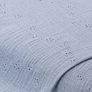 Musselin/Doppel-Gaze bestickt, rauchblau