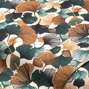 Baumwollstoff Ginkgo Blätter ?Sina?, weiß-color