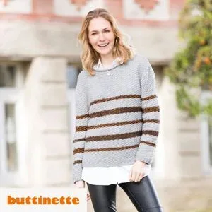 Strickanleitung ? Damenpullover in Musterringeln aus Woll Butt Versailles