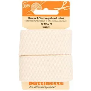 buttinette Baumwoll-Taschengurtband, natur, Breite: 4 cm, Länge: 2 m