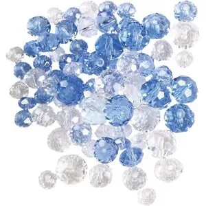 Glasperlen, hellblau-transparent, 80 Stück