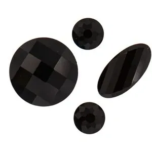 Facettierte Glasperlen, schwarz, 4 Stück