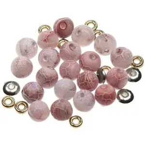 Natursteinperlen, rosa, 8 mm Ø, 35 Teile