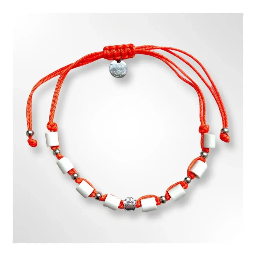 Carolina Corrodi EM-Zeckenhalsband aus Tau mit EM Perlen - Orange -  Grösse: M-L, Farbe: Orange