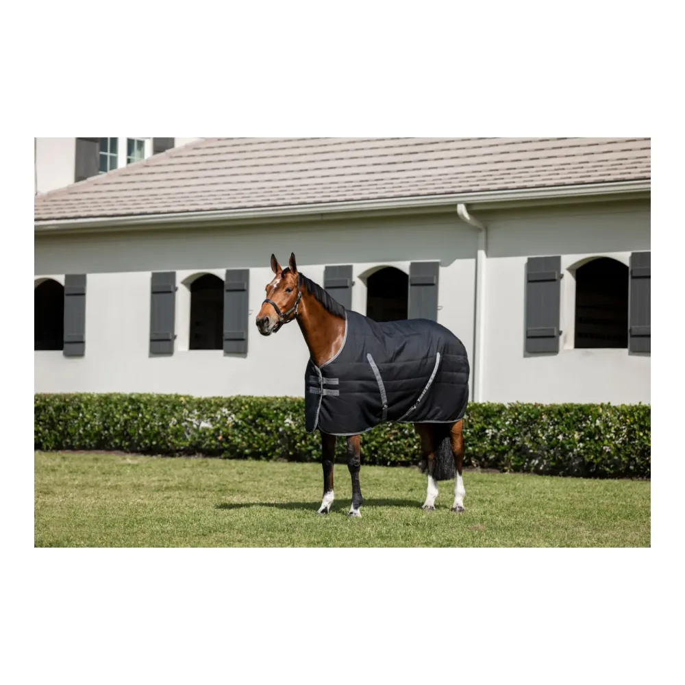 Horseware Stalldecke Rambo 400g - Black/Thunderstorm Grey & Silver -  Farbe: Black/Thunderstorm Grey & Silver, Grösse: 125 cm