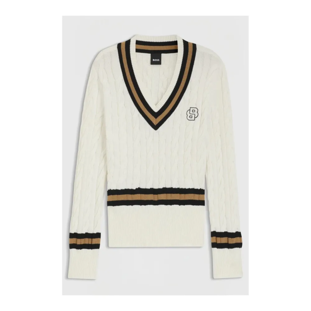 BOSS Equestrian Strick Jumper Paula Cable Damen - Soft Cream -  Grösse: XS