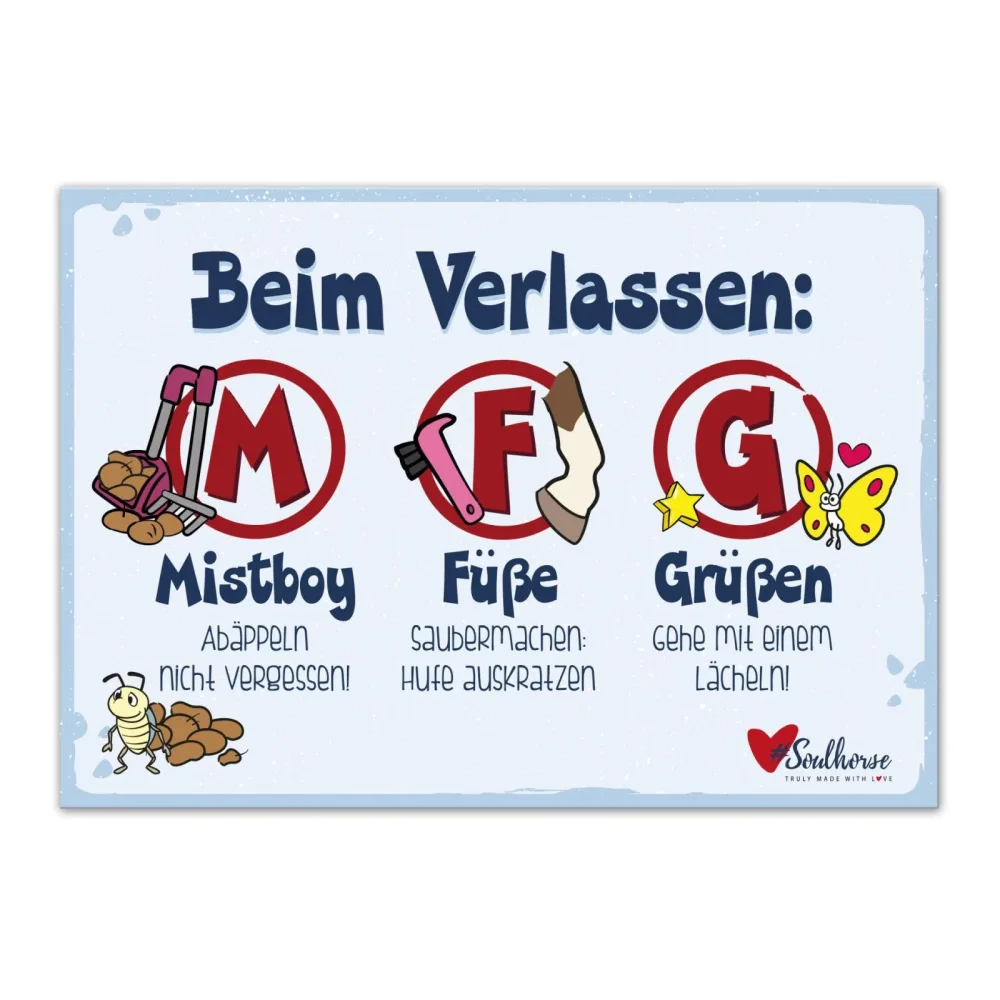Soulhorse “MFG” Bahn verlassen Stallschild - Glacier-deepsea -